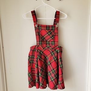 Bongo overall skirt dress plaid
